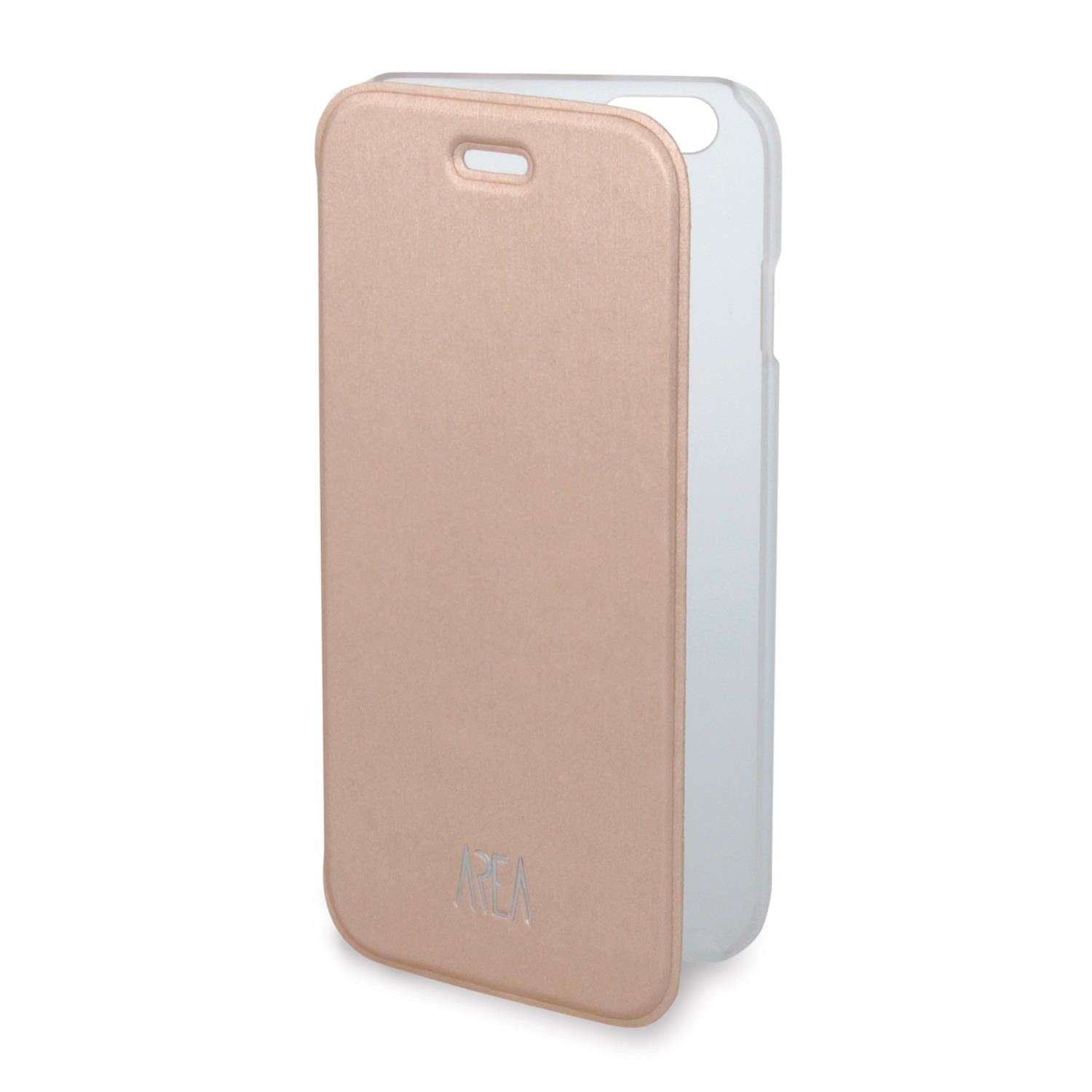 AREA Custodia cover a libro per iPhone 7 Area Bookcase trasparente e gold